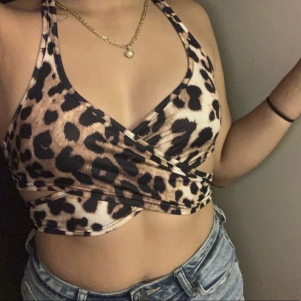 Wrap around cheetah print top